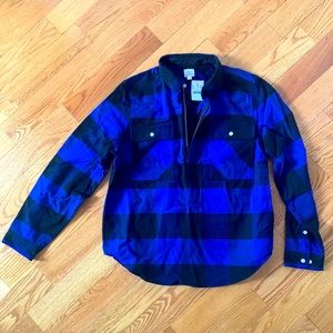 Jcrew Half Zip Flannel Shirt SZ L